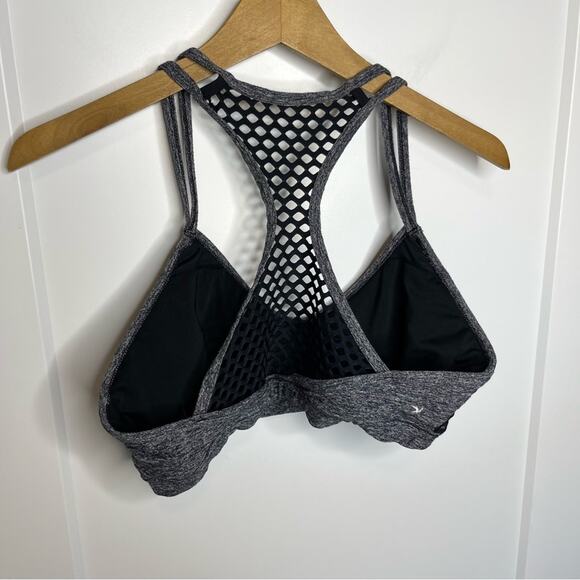 Glyder Grey & Black Mesh Overlay Racerback Sports Bra Size XL - Picture 3 of 7
